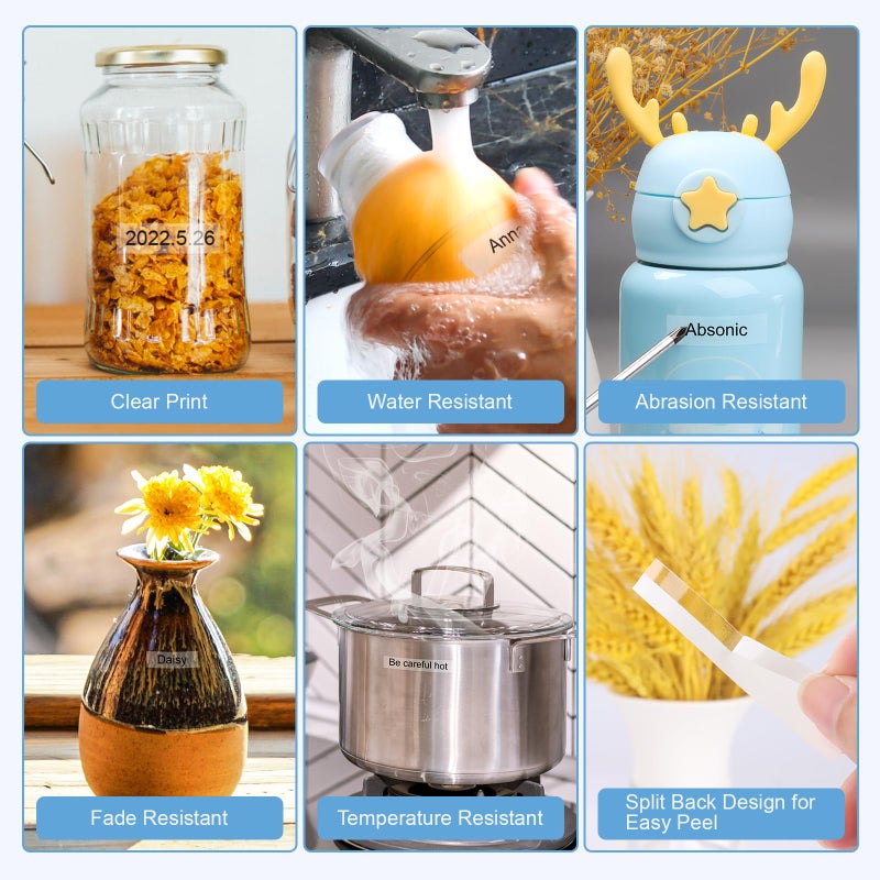 Absonic Tz131 Label Maker Clear Tape Compatible for Brother Tze-131 Tze 12mm 0.47 Laminated 1/2 Tz Label Tape for Brother Ptouch PTD220 PTD210 PTH110 PTH100 PTD400 PTD610BT, Black on Clear, 4-Pack - Image 5